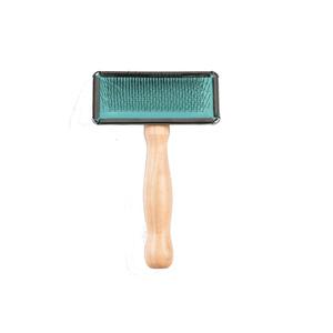 Peigne de toilettage pour animaux de compagnie personnalisable en acier inoxydable et en caoutchouc manche en bois brosse à cheveux lisse pour le nettoyage des chiens - Product Image 3