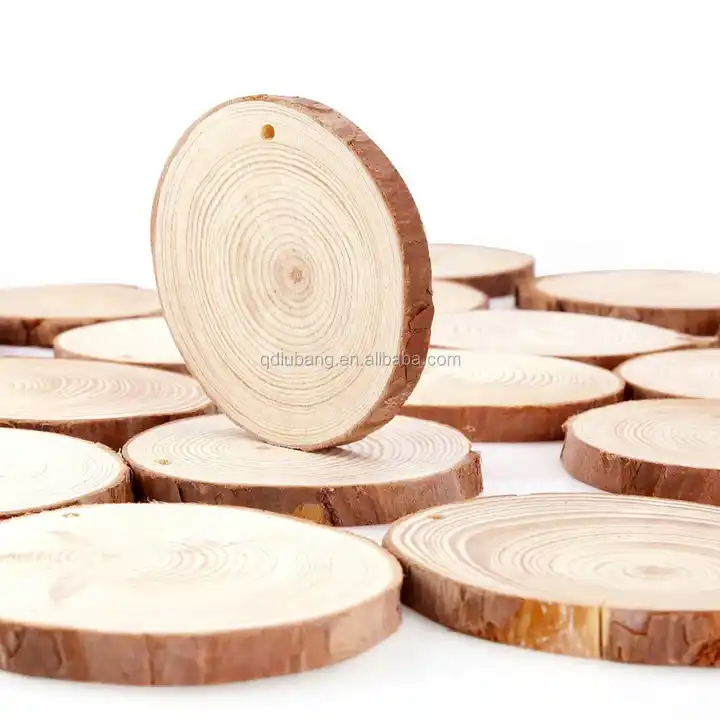 unfinished natural wood slices circles with