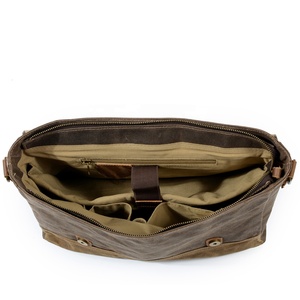 Sac pour ordinateur portable 88806 pour <span class=keywords><strong>homme</strong></span>, vintage, imperméable, en toile cirée 16 oz, avec finitions en cuir, durable, de haute qualité, avec longue bandoulière - Product Image 5