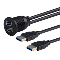 Câble d'extension USB 3.0 mâle-femelle, 2 Ports, noir mat, pour voiture