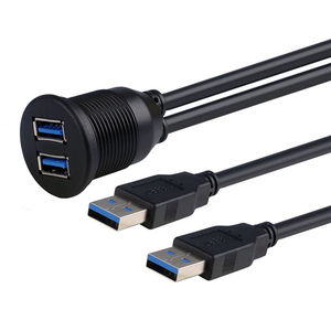 Kabel Ekstensi Panel Flush Mobil USB 3.0 Dual Port Hitam 2 Port Jantan ke Betina untuk Mobil - Product Image 2