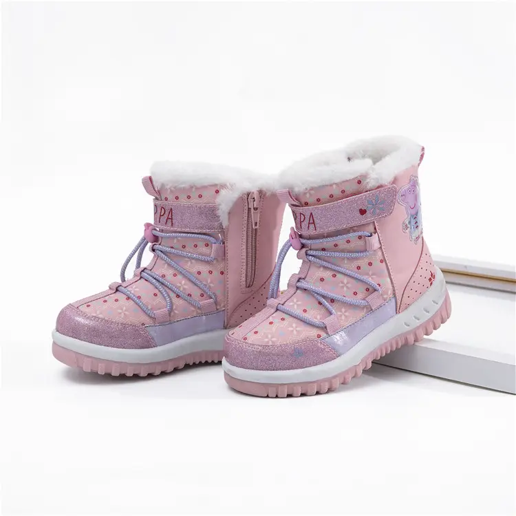 Children Kids Girls Pink Toddler Winter Plush Half Snow Boots