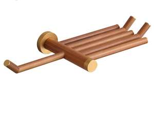 Moderno supporto per <span class=keywords><strong>carta</strong></span> <span class=keywords><strong>igienica</strong></span> montato a parete <span class=keywords><strong>in</strong></span> <span class=keywords><strong>legno</strong></span> con ripiano di stoccaggio - Product Image 1