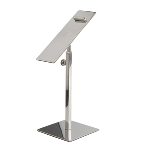 Présentoir de chaussures en métal argenté brillant de luxe pour magasin - Product Image 1