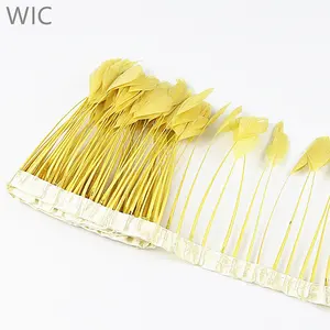 ราคาถูก Golden Stripped Goose Nagoire Feather Trim Fringe Biot - stripped Fringe พู่สำหรับ Carnival ตกแต่ง