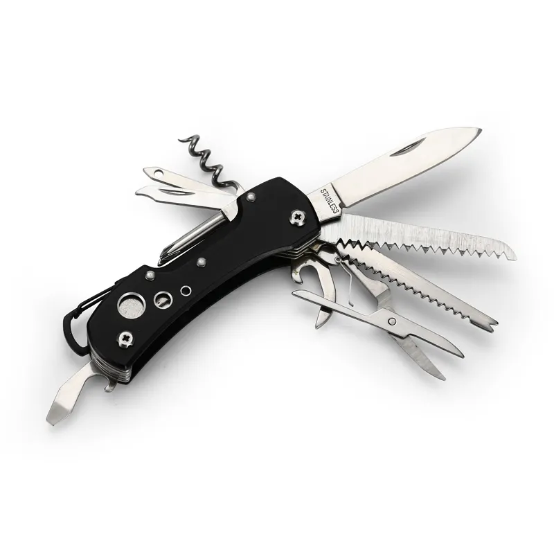 Army Knife 1MOQ Multi Knife With Carabiner Hook 420 Stainsteel Steel Multi Purpose Knife Swiss Engraved Pocket Knife