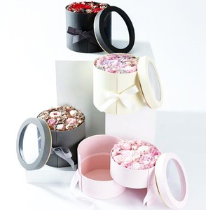 Boîte d'emballage sur mesure avec fenêtre ouverte et couvercle, contenant rond pour fleurs, en PVC, rotatif, Double couche, pour cadeau, 50 pièces - Product Image 2