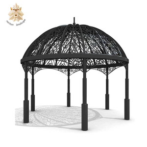 Outdoor ornamental metal black wrought cast iron gazebo NTIG-062Y