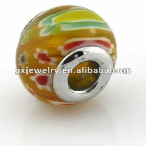 316 stainless steel core murano glass bead 4.5mm hole