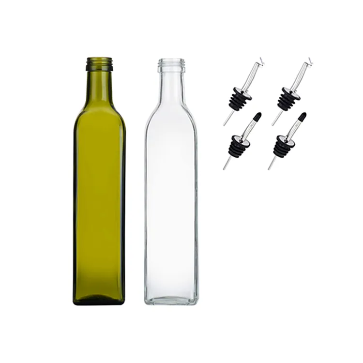 Dispensador de botellas de aceite de oliva, embudo cuadrado de vidrio de 500ML y 16 OZ, gran oferta