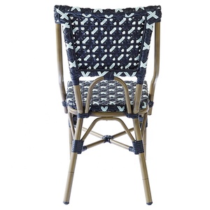 Bleu français <span class=keywords><strong>Paris</strong></span> extérieur café en osier aluminium salle à manger meubles jardin Restaurant rotin Bistro chaises - Product Image 4