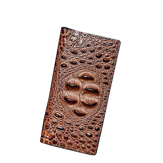 Men's long wallet three-dimensional crocodile pattern tide men's wallet fashion casual multi-card PU leather men's bag