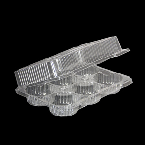 Separated hamburger plastic custom cake container box clear round cake plastic disposable cup cake box