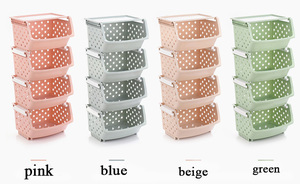 Unbreakable Stars Hollow Stacking 4pcs Plastic Vegetable Storage <strong>Basket</strong> <strong>with</strong> <strong>Lid</strong> - Product Image 5