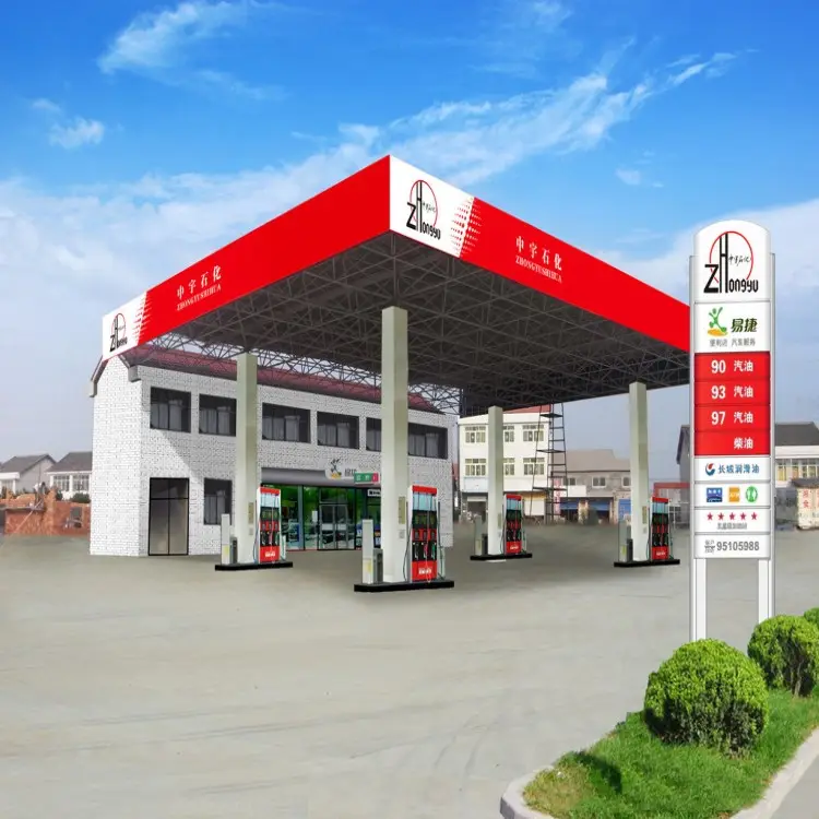 Light steel structure gas/petrol station roof design