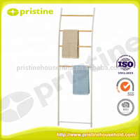 Porte-serviettes autoportant en métal blanc à 4 barres, design minimaliste, support de serviettes de bain mobile pour salle de bain, rangement domestique