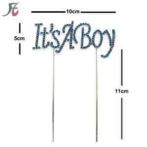 <span class=keywords><strong>Es</strong></span> <span class=keywords><strong>un</strong></span> niño plata Metal Rhinestone género revelar fiesta decoración Baby Shower Rhinestone Cake Topper - Product Image 3