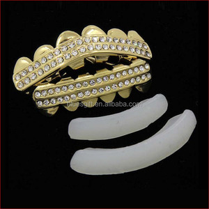 Hip Hop Bling Placcato Oro Due Row ICED OUT CZ pietre Denti GRILLZ TG012-G9 - Product Image 2