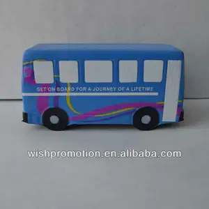 Mini bus anti-stress en forme de bus, boule de stress pu