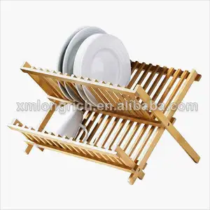 Novo estilo de bambu de dobramento escorredor de pratos, escorredor de pratos da cozinha, prato escorredor