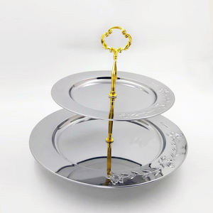 3 الطبقة حزب كعكة حامل حامل الفولاذ المقاوم للصدأ الزفاف الديكور 3 طبقات الذهب لوحة الشاحن - Product Image 3