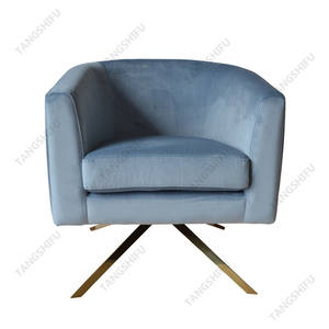 Canapé monoplace plissage motif gris <span class=keywords><strong>velours</strong></span> <span class=keywords><strong>chaise</strong></span> d'accent - Product Image 2