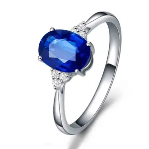 SGARIT 중국 보석 공급 도매 18K 골드 남아프리카 진짜 다이아몬드 1.78ct 천연 블루 사파이어 반지