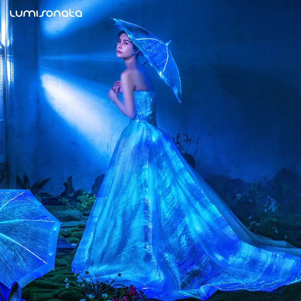 Robe débardeur lumineuse à led pour femmes, tenue de mariage, éclairage led, nouvelle mode, 2018