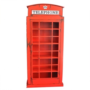 Grande taille 207 CM, modèle de cabine téléphonique antique de style rétro londonien, décoration de vitrine, rouge, pour placer du vin ou des livres - Product Image 1