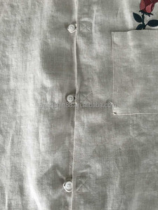 Beige Lino cuello mandarín especial ojal para hombre casual cáñamo vestido camisas - Product Image 4