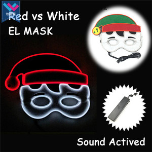 Masque de Père Noël en PVC lumineux à LED pour <span class=keywords><strong>cosplay</strong></span> et décoration de Noël, masque de costume avec fil EL - Product Image 4