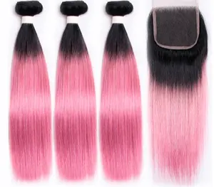 1 extension de <span class=keywords><strong>cheveux</strong></span> naturels <span class=keywords><strong>pour</strong></span> courtes cuticules, tissage en lot de mèches, vierges roses, haute qualité - Product Image 1