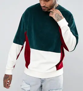 custom fashion blank mens velour dropped shoulder oversized crewneck embroidery mens crewneck autumn pullover style sweatshirt