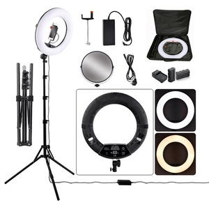 Ring Light Stand 18 Inch 96W 480 Led Circle Photographic Lighting Rechargeable Floor Lamp For Eyelash Extensions