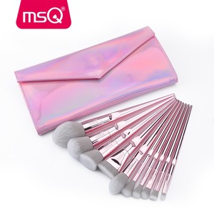 MSQ 10-Piece <strong>Makeup</strong> <strong>Brush</strong> Cleaner Rainbow Shiny Synthetic Hair Shiny Hand <strong>Case</strong> for Foundation Plastic Handle Metal Fan <strong>Brush</strong> - Product Image 6
