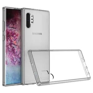 Premium de cristal duro claro acrílico híbrido de TPU parachoques caso de teléfono para Samsung Galaxy Nota 10 Pro