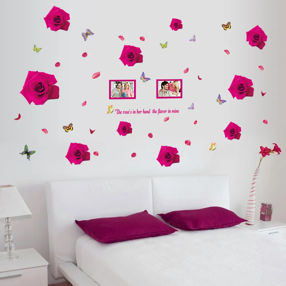 Removable bedroom flower image wall sticker