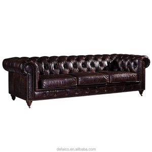 Divano in Pelle Stile <span class=keywords><strong>Antico</strong></span> per Soggiorno DC042# <span class=keywords><strong>Arredamento</strong></span> da Foshan - Product Image 1