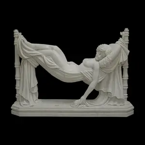 Inicio decorativo moderno mármol blanco jardín mentira dormir estatua de mujer