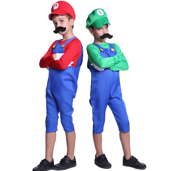 Kinderen Cosplay Kostuum Super Mario Luigi Brothers Plumber Fancy Dress