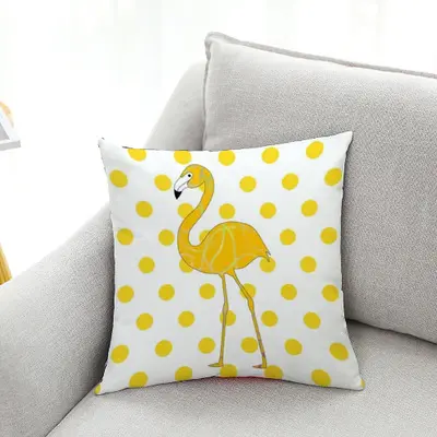 2019 explosión amarillo serie almohada de lunares amarillo Flamingo tela de terciopelo Super suave cojín/