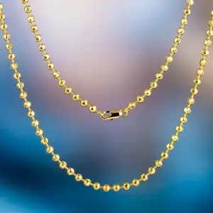 KRKC&CO Hot Sale Jewelry Ball Chain 3mm Brass 14K Gold Ball Chain Hip Hop Ball Chain Necklace