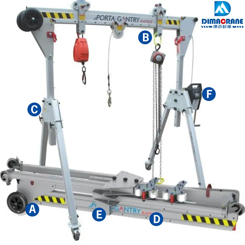 Grue à portique en aluminium pliable et portable, certifiée CE, 500kg, 1 tonne, conception de grue à portique