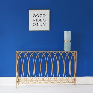 New Designer Space Saving <strong>Slim</strong> Gold Frame Glass Top <strong>Console</strong> <strong>Table</strong> - Product Image 3