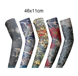 Cộng Với Kích Thước Seaming Đi Xe Đạp Arm Tattoo Sleeves Thể Thao Chạy Uv-bảo Vệ Đàn Hồi Oversleeve Tùy Chỉnh Logo In Ấn