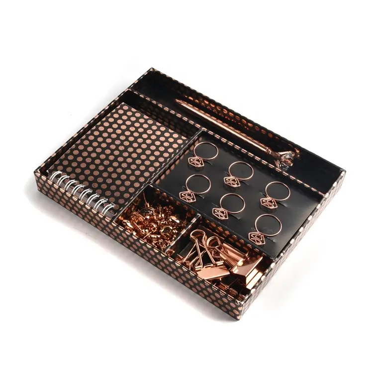 Рекламный набор из розового золота для письменного стола, кожаные канцелярские товары, изящная мини мраморная коробка для учеников и мальчиков, школьный подарок, набор офисных канцелярских принадлежностей