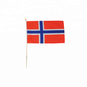 Banderas de mano de <span class=keywords><strong>Noruega</strong></span> de poliéster 100%, Material de seda de 12x18 pulgadas con poste de plástico para agencias de viajes - Product Image 3