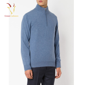 Lana merino de los hombres del collar del soporte suéter 1/4 zip Cachemira - Product Image 1