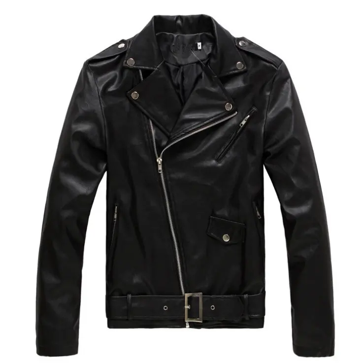 High品質Punk Men自転車Motorcycle Leather Leather Jacket