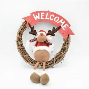 Factory Christmas Decoration Supplier Xmas Garland Personalized Ornamental Christmas Wreath With Reindeer